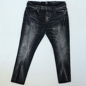 PRPS Windsor Jeans Men's 36 x 30 Grey Black Stretch Denim Skinny Tapered‎ Fit